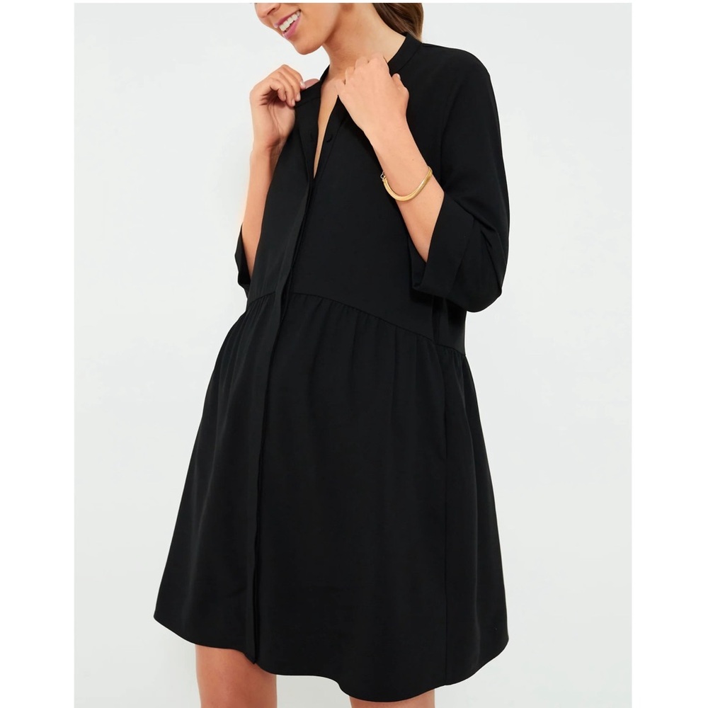 TUCKERNUCK Black Stretch Crepe Royal Shirt Dress - Picture 1 of 12
